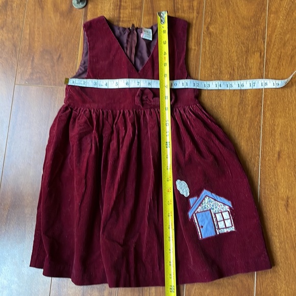 VTG 90’s Girls Corduroy House Embellished Burgundy Wine Girl’s Jumpsuit Dress 6 - Picture 9 of 9